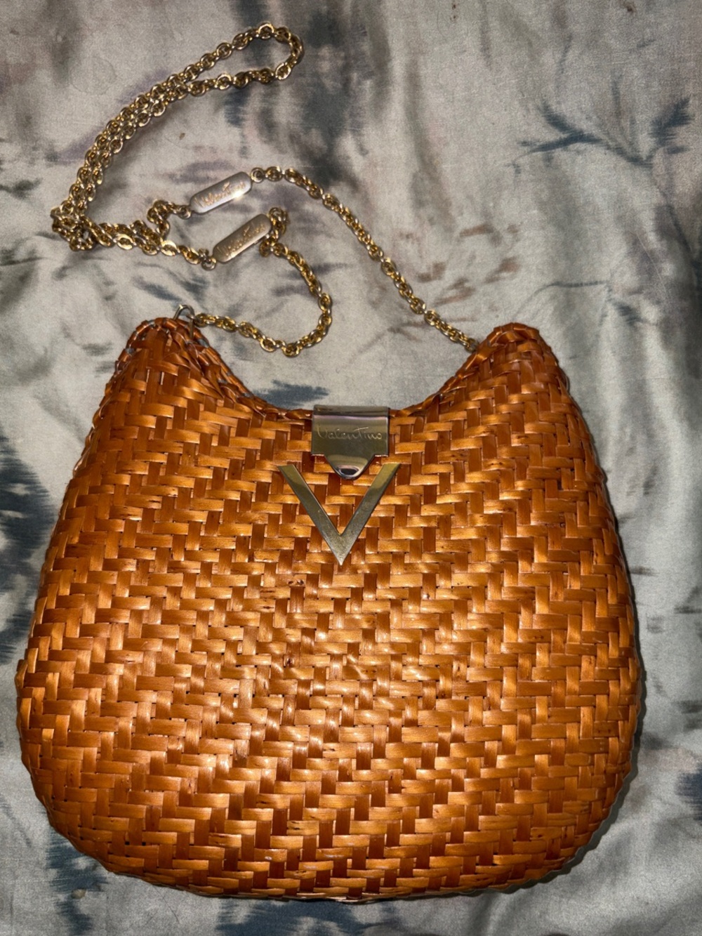 Vintage Mario Valentino Woven Wicker Rattan Chain Shoulder Bag – Made in Italy